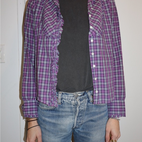 Vintage J Crew Purple Plaid Button-Up Shirt - Picture 2 of 5